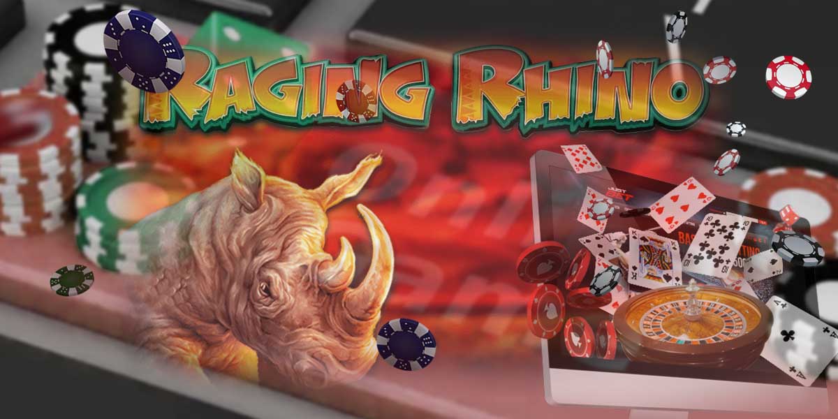 Raging Rhino slot with cards from desktop